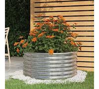 puraday Jardinière surélevée pour jardin - 80 x 80 x 36 cm - En spirale - XXL - En métal - En acier - Argenté