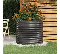 puraday Jardinière surélevée pour jardin - 80 x 80 x 68 cm - Jardinière pour légumes - Spirale d'herbes XXL - En métal - En acier - Anthracite