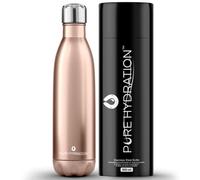 Pure Hydration - Bouteille d'Eau en Acier Inoxydable 500ml - Bouteille d'Eau en Métal Isolée sous Vide - 12 Heures de Boissons Chaudes et 24 Heures de Boissons Froides (Rose Gold)