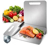 Pure Titanium Chopping Board, Plastic Free Cutting Board (30 x 20 cm) | Premium titanium cutting board for kitchen hygiene. Scratch-proof, heat-resistant, dishwasher-safe metal chopping board