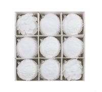 PureBowlic 9 Boules Noël pour mousse Blanche Pétales Décoration pour arbre | pour mousse légère, design pétales unique, élégant, 8cm diamètre, pour idéal sapin de Noël