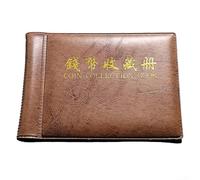 PureBowlic Album de rangement pour pièces de monnaie, jetons, médaillons, badges, classeur portable avec poignées de 35 x 40 mm, compact, 135 x 97 mm, couleur aléatoire, léger (marron)