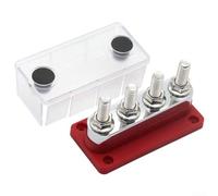 PureBowlic Bloc de distribution d'énergie robuste 600 A, boîte de bus 48 V CC pour 4 poteaux (3/8"), bornier compact pour voiture, camion, camping-car, systèmes électriques marins, noir (rouge)