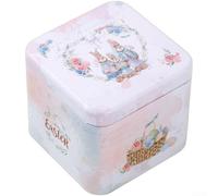 PureBowlic Boîte à biscuits de Pâques compacte de 7,5 cm pour bonbonnières | Charmants motifs d'œufs de lapin, thème festif de Pâques, construction en métal robuste, taille de 7,5 cm