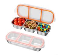 PureBowlic Boîte à déjeuner en acier inoxydable 304 pour 2 à 3 compartiments, étanche et hermétique pour la préparation des repas, le bureau, l'école et les voyages, sans BPA, bleu ou orange (orange)