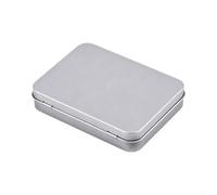 PureBowlic Boîte de rangement en fer argenté avec couvercle à charnière 115 x 85 x 22 mm pour bijoux, artisanat, cosmétiques, bonbons, petites pièces, étui de voyage durable