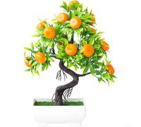 PureBowlic Bonsaï artificiel en pot avec fraise et poivre orange réaliste, fausse verdure en soie pour la maison, le bureau, la table, le bureau, la décoration d'arbre faible (taille S)
