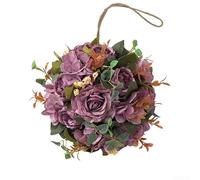 PureBowlic Boule de fleurs artificielles à suspendre 20 cm, fleurs artificielles pour décoration de mariage, décoration de salon, chambre à coucher, fête (rose foncé) (violet)