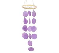PureBowlic Carillon éolien en coquillage naturel de 73 cm à suspendre pour jardin, mélodies apaisantes en nacre pour extérieur, terrasse, cour, esthétique bohème avec accents nacrés (violet)