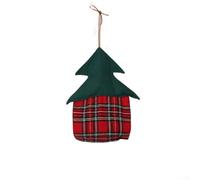 PureBowlic Cover Tree Boîte à serviettes de table Motif sapin de Noël | Sac de rangement en polyester à suspendre pour salle de bain - Motif à carreaux - Rouge et vert - 33 x 18 cm