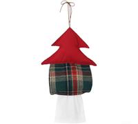 PureBowlic Cover Tree Boîte à serviettes de table Motif sapin de Noël | Sac de rangement en polyester à suspendre pour salle de bain - Motif à carreaux - Rouge et vert - 33 x 18 cm