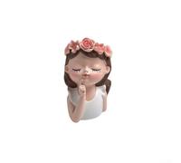 PureBowlic Fée en résine, pour plantes grasses, jolie figurine endormie avec couronne de fleurs, petit pot décoratif pour la maison, le bureau, pour les amateurs de plantes, multicolore (style