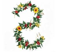 PureBowlic Guirlande de vigne de tournesols artificiels de 200 cm, rotin en plastique flexible pour feuilles réalistes pour décoration d'intérieur, fête de mariage, arrangement de centre de table