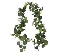 PureBowlic Guirlande d'eucalyptus artificiel de 180 cm - Imitation de lierre réaliste - Feuilles vertes - En plastique - Pour fête de mariage, mur, plafond, table, décoration d'intérieur, durable (B)