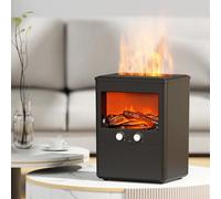 PureBowlic Humidificateur à effet de flamme avec télécommande, diffuseur d'arômes de 300 ml avec design de cheminée réaliste, arrêt automatique pour chambre à coucher, salon, grain de bois (noir)
