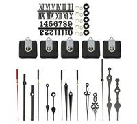 PureBowlic Kit de mouvement d'horloge à quartz silencieux 5 pièces pour réparation d'horloge murale, 56 x 56 x 16 mm, mécanisme avec pointeurs, cartes à chiffres arabes et romains, outils de