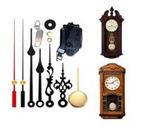 PureBowlic Kit de réparation d'horloge pendule à quartz avec aiguilles pour panneaux en bois et métal de 0 à 11 mm d'épaisseur Noir Rouge Carillon Longueur axiale 13,5 mm
