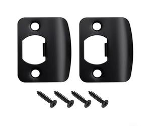 PureBowlic Lot de 2 gâches de porte en acier inoxydable noir pour pêne dormant - Pour la sécurité de la maison - Réglables - Pour portes intérieures et extérieures - 2 jeux pour vis (coins arrondis)