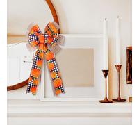 PureBowlic Lot de 2 grands nœuds d'automne pour couronnes, 48,9 x 25 cm, nœud de citrouille orange pour décoration d'Halloween, ruban d'automne festif pour porte d'entrée et arbre d'extérieur (50