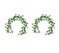 PureBowlic Lot de 2 guirlandes de feuilles d'érable artificielles en soie d'automne de 175 cm - Vert jaune rouge - Tige flexible - Pour intérieur ou extérieur - Pour fête de mariage, maison, jardin