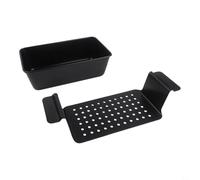 PureBowlic Lot de 2 moules à pain de viande antiadhésifs avec plateau de vidange en acier carbone pour la cuisson du pain, rôtir de la viande, 22,9 x 12,7 cm, noir avec poignées larges, insert perforé