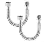 PureBowlic Lot de 2 tuyaux d'entrée d'eau en acier inoxydable de 30 cm, tuyau d'extension de robinet flexible pour cuisine et salle de bain, ligne d'alimentation en maille 304 anti-fuite pour valve