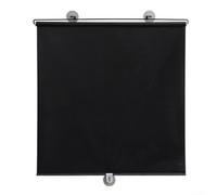 PureBowlic Lot de 3 stores rétractables à ventouse sans perçage - 125 x 50 cm - Noir - Pour fenêtre de maison, bureau, voiture - Sans perçage - Rideau occultant temporaire - Noir