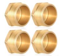 PureBowlic Lot de 4 bouchons d'obturation en laiton G3/4" - Filetage mâle de 26 mm - Capuchon hexagonal pour robinet de tuyau d'eau et de gaz - Résistant à la rouille - Pour la maison, le jardin