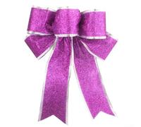 PureBowlic Lot de 5 nœuds de Noël scintillants Rouge/doré/argenté 25 cm | Matériau en tissu, nœuds faits à la main, légère variation de taille, éclat festif, assortiment multicolore (violet)