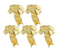 PureBowlic Lot de 5 nœuds de Noël scintillants Rouge/doré/argenté 25 cm | Matériau en tissu, nœuds faits à la main, légère variation de taille, éclat festif, assortiment multicolore (doré)