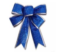 PureBowlic Lot de 5 nœuds de Noël scintillants Rouge/doré/argenté 25 cm | Matériau en tissu, nœuds faits à la main, légère variation de taille, éclat festif, assortiment multicolore (bleu)