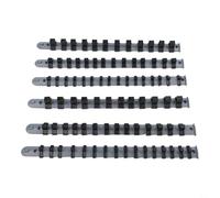 PureBowlic Lot de 6 supports à douilles en plastique de 6,3 mm, 1,27 cm, 1,27 cm, pour rangement d'outils de mécanicien, support mural compact avec crochets, gris et noir