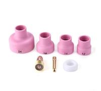 PureBowlic Lot de 7 accessoires de torche de soudage TIG pour buse de lentille à gaz, coupelles de serrage pour lampes de poche WP9 WP20 en laiton, céramique, haute résistance à l'usure, ensemble