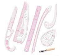 PureBowlic Lot de 7 règles de couture pour la fabrication de motifs, la coupe et le classement pour courbe française, gabarit virgule et roue de marquage, outils métriques en PVC pour les tailleurs
