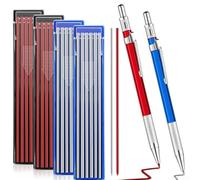 PureBowlic Marqueur en métal argenté pour aiguiseur intégré pour le soudage, la fabrication et le travail du bois, recharges Kaolin pour tracer visible sur des tuyaux en acier foncé, rouge (2 stylos