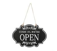 PureBowlic Panneau double face ouvert fermé 27,9 x 20,3 cm, affichage de porte d'affaires en bois, pour corde, vitrine, plaque à suspendre pour montrer que nous sommes ouverts ou désolés nous sommes