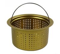 PureBowlic Passoire d'évier de cuisine dorée en oxyde de titane - 134,5 mm de diamètre supérieur - trous de 2 mm - Filtration profonde - Hauteur : 70 mm - Bord lisse - Design pour la protection des