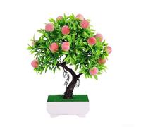 PureBowlic Plante artificielle en pot - 18 x 26 cm - Oranger artificiel en plastique - Décoration de bureau pour salon, bureau, maison, jardin - Pêche