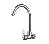 PureBowlic Robinet de cuisine simple à eau froide, robinet mural en métal avec mousseur à économie d'énergie pour évier, bar et salle de bain, construction en fer avec finition argentée