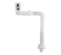 PureBowlic Siphon flexible pour évier pop-up anti-obstruction pour salle de bain et cuisine - Anti-fuite en acier inoxydable et polypropylène - Facile à nettoyer - Blanc - 80 x 60 x 210 mm