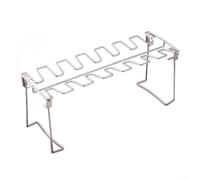 PureBowlic Support pliable en acier inoxydable pour ailes de poulet et baguettes de batterie avec poêle d'égouttement 14 emplacements pour barbecue, rôtissoire en plein air, four et lave-vaisselle