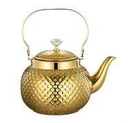 PureBowlic Théière épaisse en acier inoxydable avec passoire, finition martelée, compatible avec cuisinière électrique, induction au gaz, théière en vrac grande capacité (1,2 l avec passoire dorée)