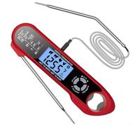 PureBowlic Thermomètre alimentaire pliable étanche LCD sonde de lecture rapide pour barbecue, grillades, cuisson de -50 °C à 300 °C, design portable rouge, capteur en acier inoxydable