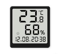 PureBowlic Thermomètre hygromètre numérique avec réveil, grand écran LCD pour moniteur de température et d'humidité, indicateur de confort, 12/24h, interrupteur °C/°F, dos magnétique pour mur ou