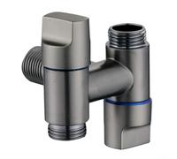 PureBowlic Vanne d'angle à double contrôle pour une entrée et deux sorties, robinet d'arrêt automatique en laiton pour tuyau d'arrosage de machine à laver, connecteur répartiteur fileté à 4 points