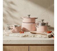 PURECOOK Série de batterie de cuisine en acier inoxydable 304 avec revêtement céramique coloré - 4 piècesPot à lait 16 cm, Pot à soupe 18 cm avec insert vapeur, Pot chaud 22 cm, Pot à bouillon 24 cm -
