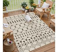 PureCozy Tapis Exterieur Resistant Pluie 120x180cm Salon Terrasse Noir Beige AntidéRapant Lavable Grand Carpet Balcon ExtéRieur Jardin Descente De Lit Salle A Manger Moderne Jute Aspect Rug