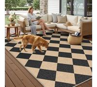 PureCozy Tapis Exterieur Resistant Pluie 160x230cm Salon Extérieur Terrasse Marron Noir Antidérapant Lavable Grand Carpet Jardin Balcon Descente de Lit Salle a Manger Moderne Jute Aspect Rug