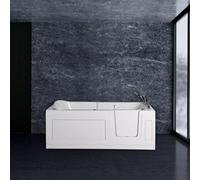 PureHaven Baignoire pour personnes âgées 150x75 cm Siège et bain à remous avec buses de massage Porte intégrée pour un accès facile Surface facile à entretenir