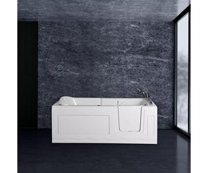 PureHaven Baignoire pour personnes âgées 150x75 cm Siège et bain à remous avec buses de massage Porte intégrée pour un accès facile Surface facile à entretenir